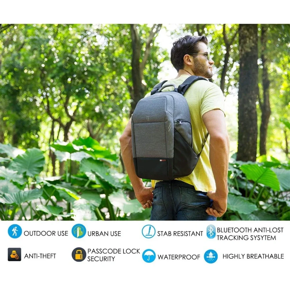 Bluetooth Backpack bookbag Great Gray KUWOW Bluetooth Tracking bag like New - Picture 6 of 12